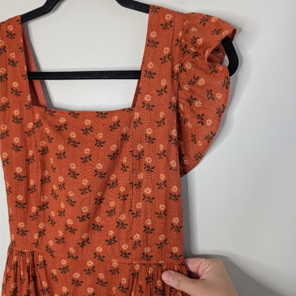 Madewell Ruffle-Strap Tiered Midi Dress In Wild Calendula Block-Print - Picture 3 of 10
